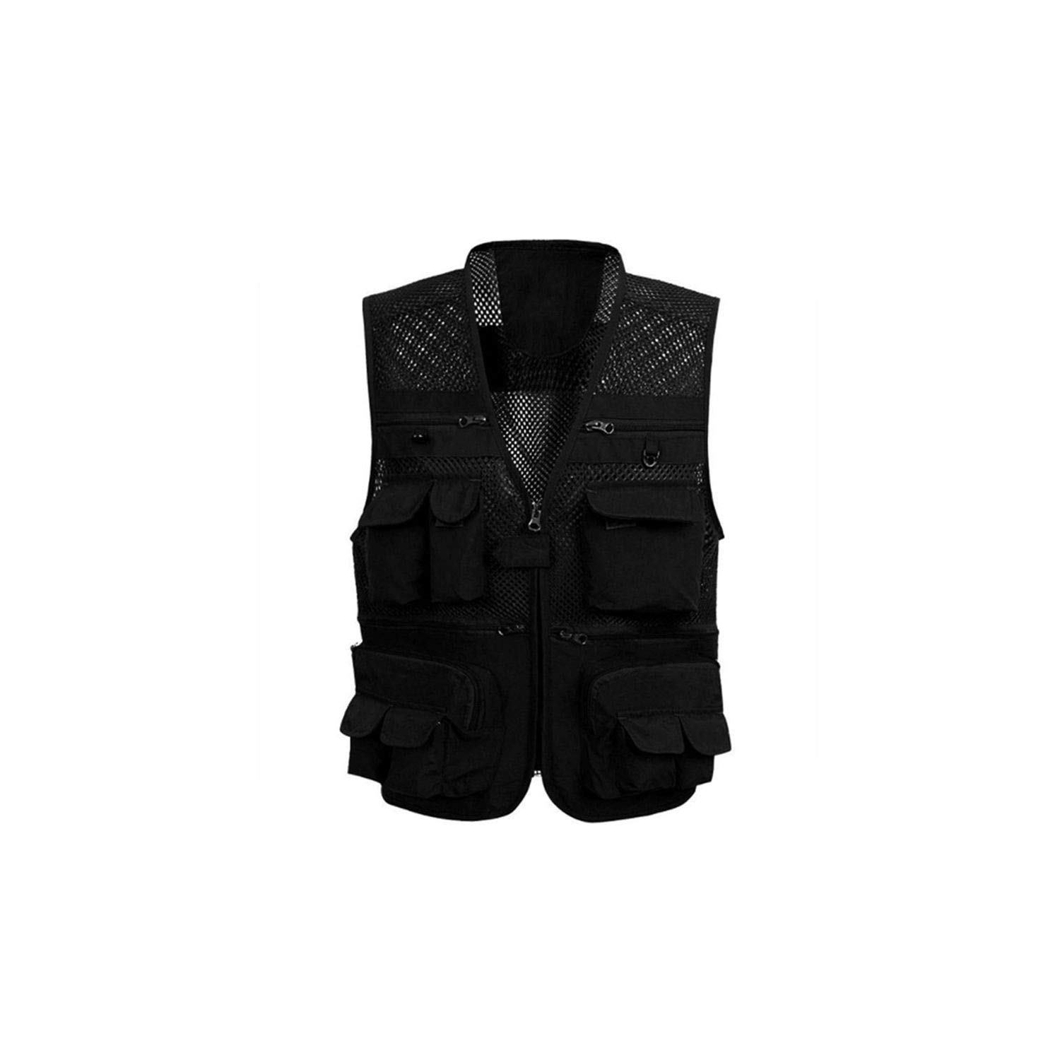 Men's Summer Vest Waistcoat Mesh Work Sleeveless Jacket Tool Many Pocket Vest Plus Size 5XL
