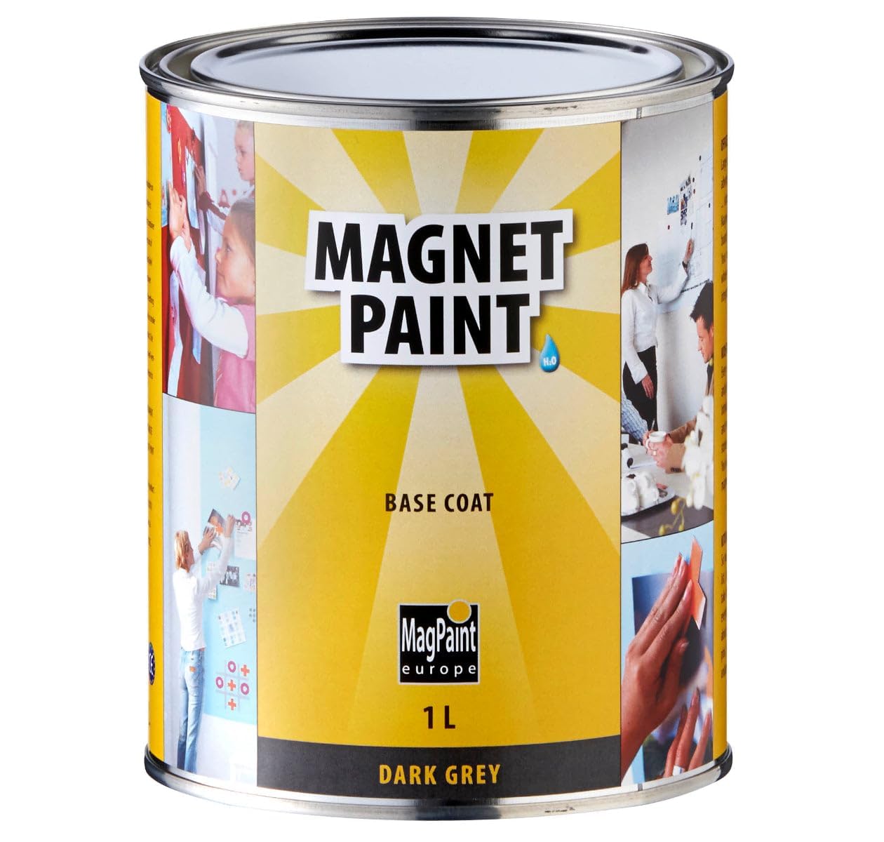 MagPaint - Magnetic Paint - Water Based Acrylic Paint - Strong Magnetic Pull - Perfect for Sticking Up Notes, Memos & Photos - Safe & Child-Friendly - Dark Grey - 2m² Coverage, 1L — image 1