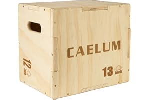 CAELUM 3-in-1 Wood Plyo Box - Non-Slip Plyometric Jump Box for Home & Gym, 400lbs Bearing Fitness Launch Box for Jumping Squats Step-ups Strength Training