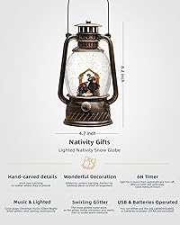 Christmas Nativity Snow Globe,Musical Lighted