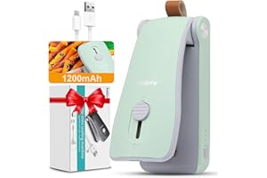 AEDICCE Mini Bag Sealer, USB Rechargeable Chip Bag Sealer Heat Seal, 2 in 1 Bag Sealer Heat Seal with Cutter, Portable Bag Resealer for Plastic Bags Snacks & Food Storage(Green)