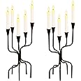 5-arm Candelabra Candle Stands, 2 Pcs of 16" Tall Black Candelabra Candle Holders, Decorative Metal Candlestick Holders for Table Centerpieces Events Wedding Party Church Halloween Home Decoration