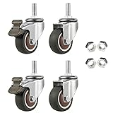NERILEE 2" Mute Swivel Rubber Wheel,with M10x25mm