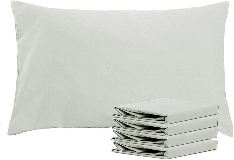 NTBAY 4 Pack 100% Brushed Microfiber Pillowcases 50x75 cm Light Grey