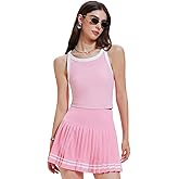 Tennis Skirt Set for Women 2 Piece Racerback Tank Top Golf Dress Activewear for Outfit Pickleball Athletic Workout