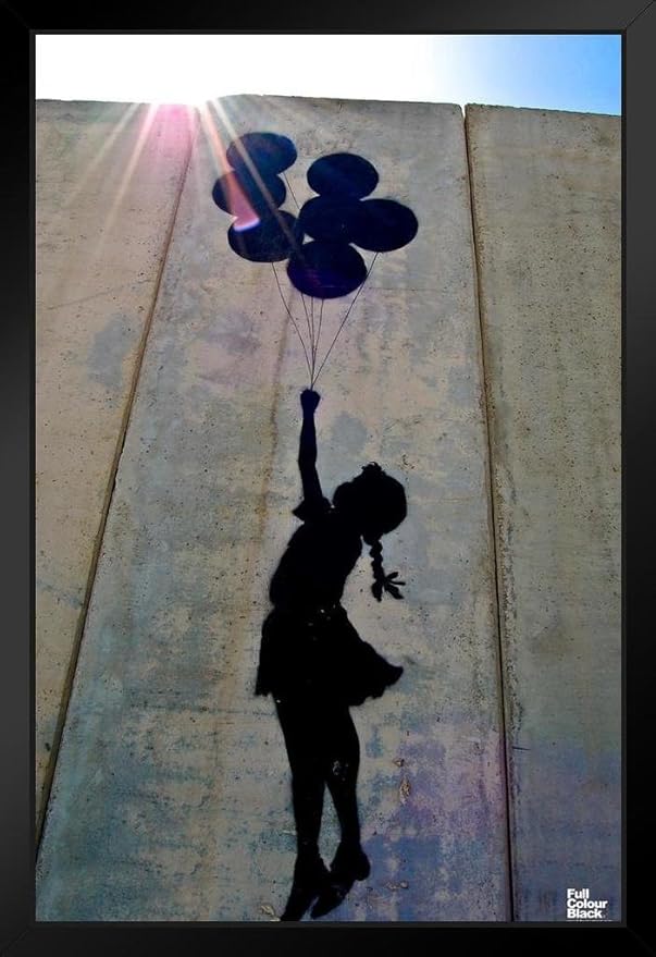 Pyramid America Palestine Balloon Girl Banksy Black Wood