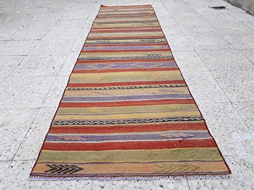 PillowsStore Woven Kilim Ottoman Runner Hall Oushak Runners Boho Kitchen Rug 2'2'' x 7'12''