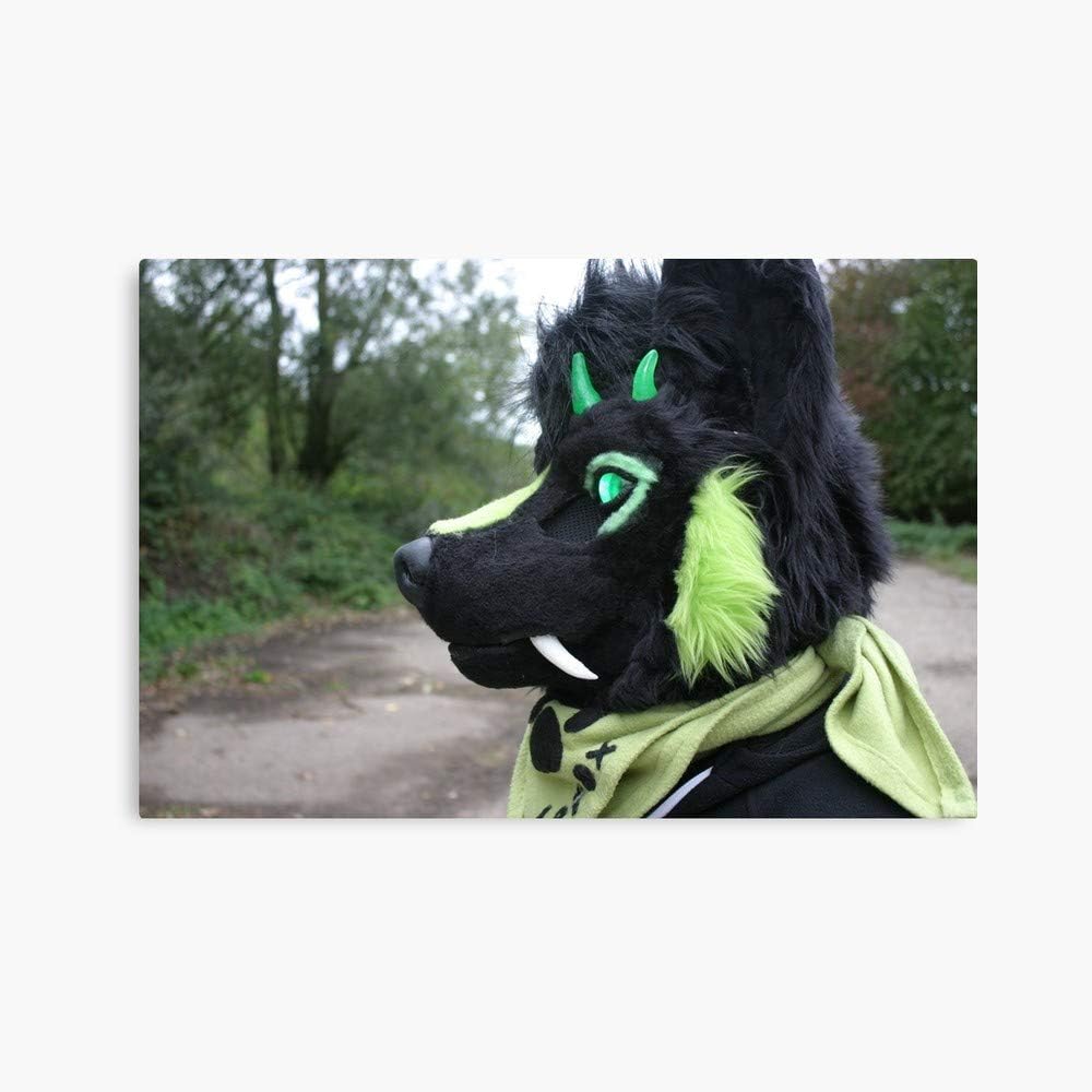 Caronzamson Furry Fursuit Furries Wolf Ferox Dog Anthro (36" x 24") Deluxe Landscape Canvas Wall Art Decoration Kitchen Office Decor
