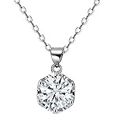 Dazzlingrock Collection 1.00 Carat GRA Certified D Color VVS1 Round Moissanite Six Claw Solitaire Hexagon Framed Pendant Necklace with Silver Chain for Women in 925 Sterling Silver