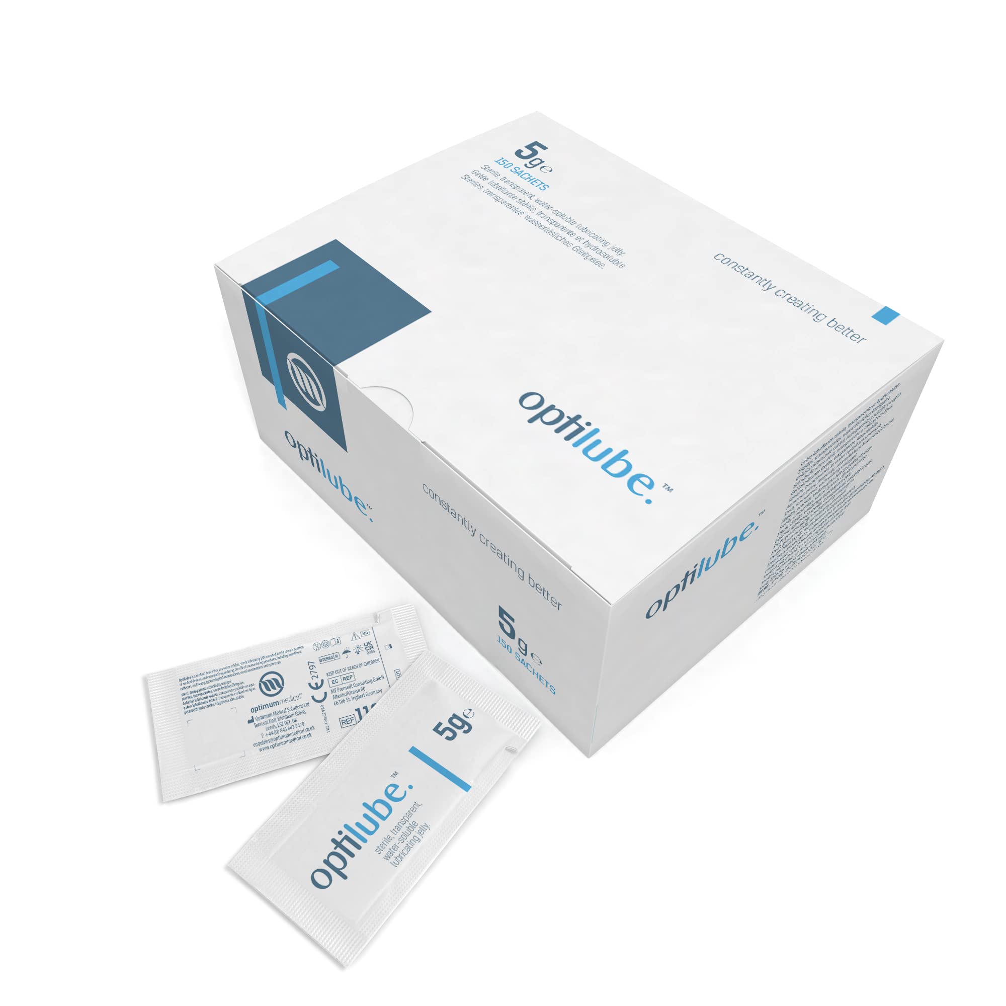 OptiLube Sachets (5g x150) - Sterile Lubricating Jelly in Sachets, Water Soluble with Easy Tear Packaging (5g Sachet - Box of 150) โ image 1