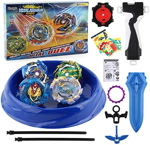 HVOPS Bey Battle Evolution Starter Battling Top Fusion Metal Master Rapidity Fight with Two 4D Launcher Grip Set(4 in 1)