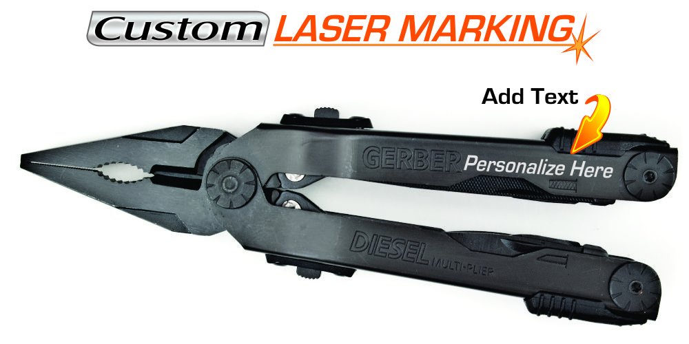 Custom Laser Engraved Multi Tool - Gerber Diesel Multi-Plier Black with Sheath