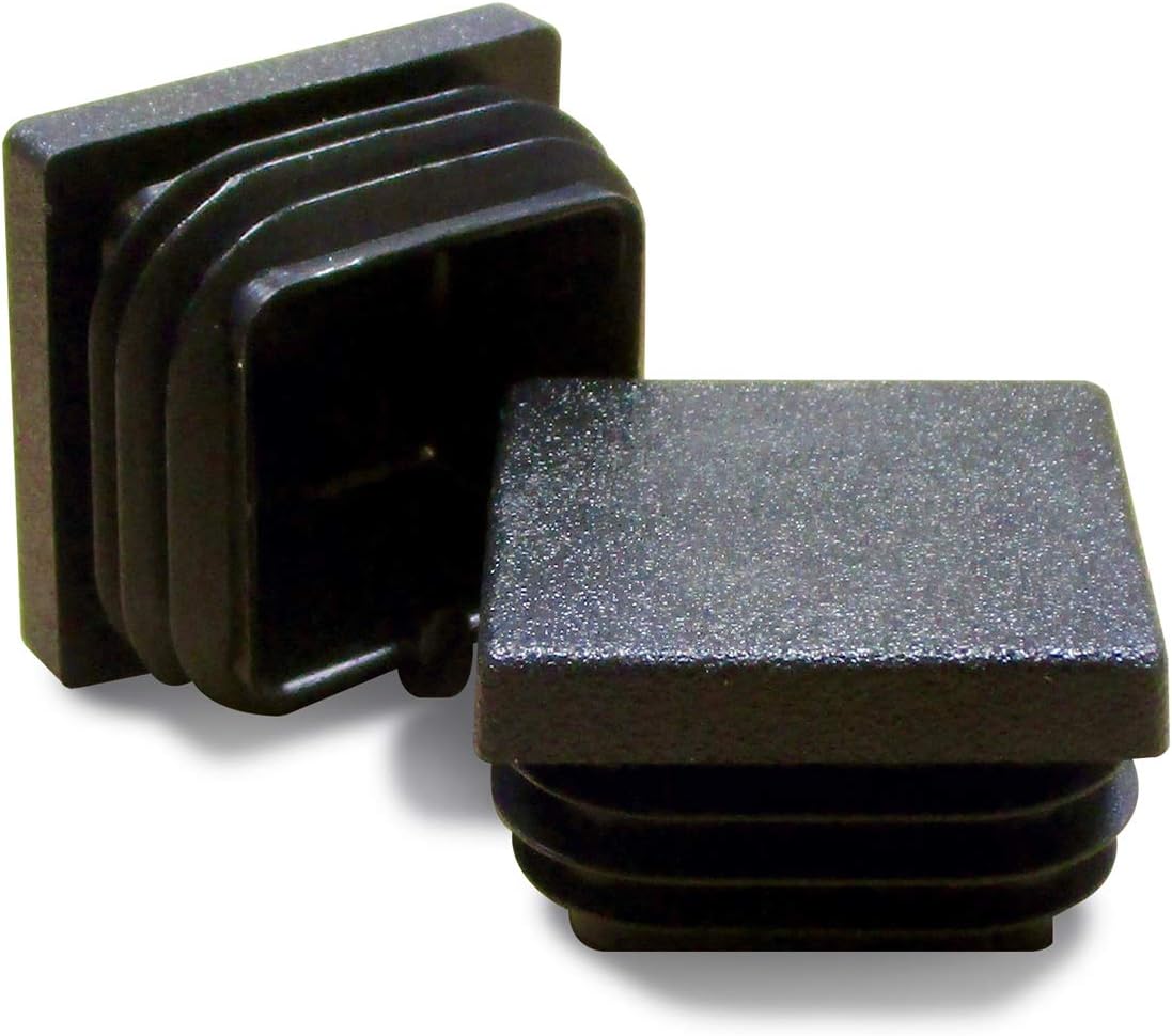 Ajile Square Ribbed Protection Tube Insert End Cap for Chair Feet Tubular Furniture in Black Plastic for 25x25 mm Tube - 16 Pieces - EPC125x16-FBA