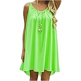 iToolai Women's Chiffon Summer Casual Sundress Spaghetti Strap Tank Beach Dresses Bathing Suit Coverup