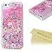 iPhone 6 case, iPhone 6S Case (4.7), Mavis's Diary Bling Glitter Sparkle Flowing Liquid Quicksand Moving Sequins Protective Hard PC Back Cover with Soft TPU Rubber Frame - Painted Unicorn Flower