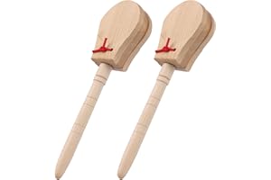 Yibuy 2Pcs Wooden Castanet Hand Clappers with Handle for Concert & Wedding