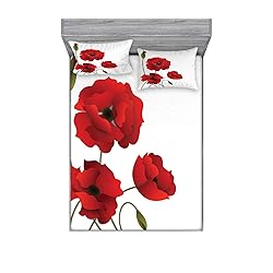 Ambesonne Floral Fitted Sheet & Pillow Sham