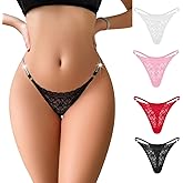 MysSweet G-String Thongs for Women Sexy Lace Shine Strap Cheeky Panties Glitter Underwear Low Rise Lingerie Briefs T Back