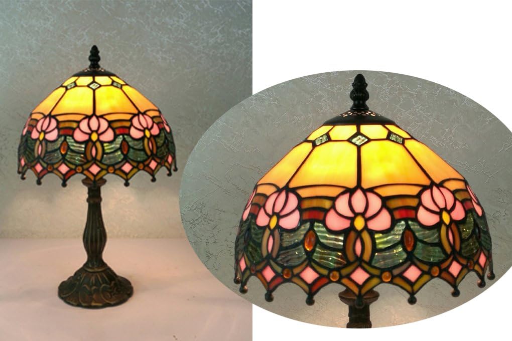 Flowery Designed Tiffany Style Table Lamp 10"