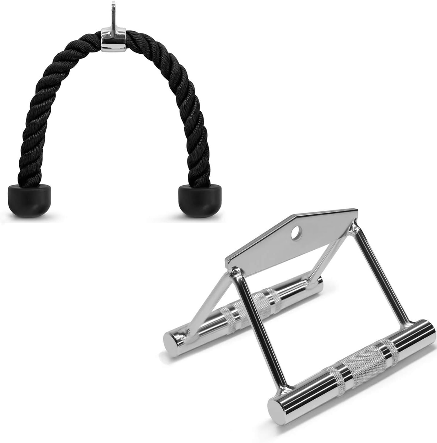 RIGERS Combo Tricep Push Down Machine Attachments | Multichoice: Rotating V-Handle, Tricep Rope, Rotating Straight Bar, V-Shaped Press Down Bar | Cable Machine Accessory