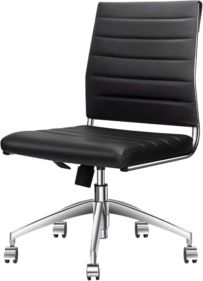 Mid Back Receptionist Chair, Black Swivel Computer Chair