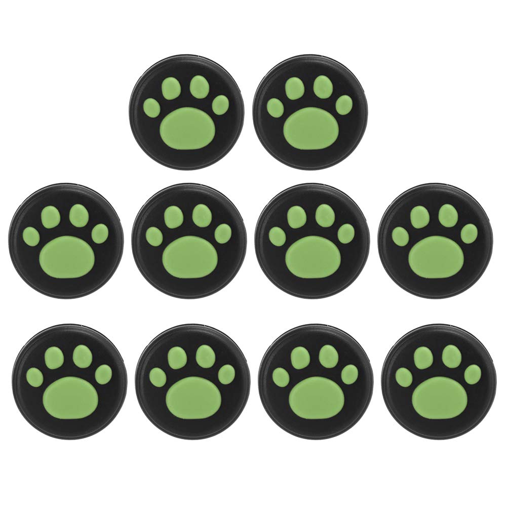 10 Pieces Thumb Grip Replacement for Cute Black Cat Claw Design Soft Silicone Analog Stick Thumb Cover, Joystick Compatible with Lite(Green)