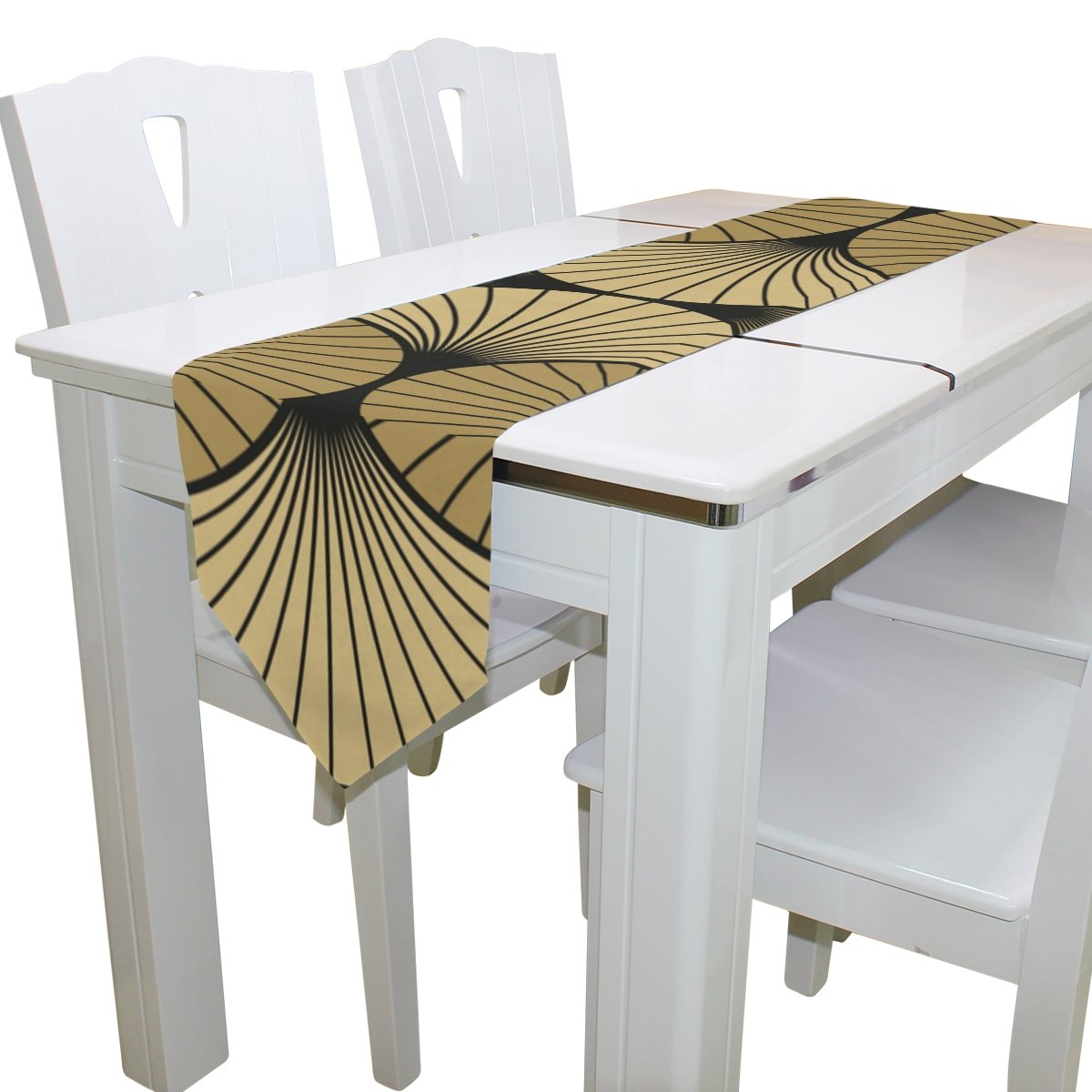 Amazoncom Imobaby Art Deco Shell Gold Black Long Table Runner