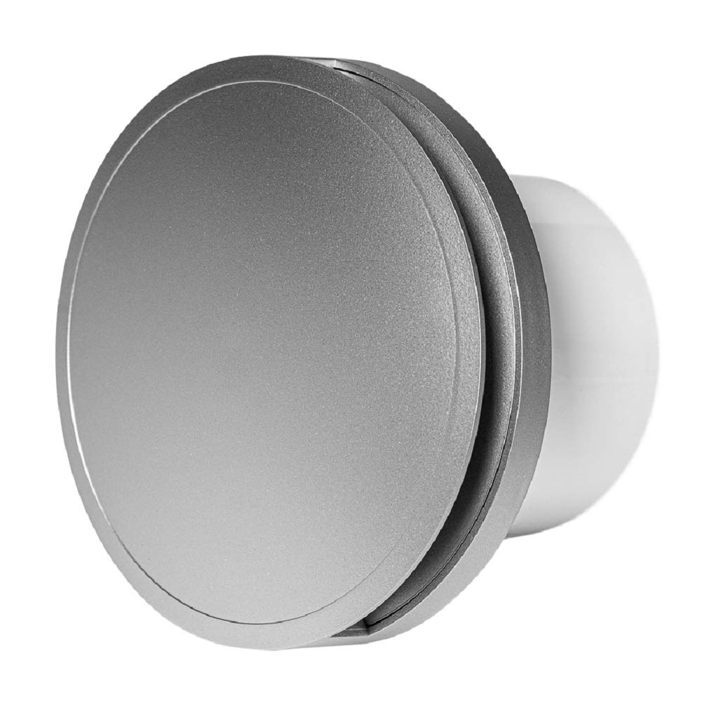 Prostko Silent Round Bathroom Extractor Fan 150mm / 6'' with Timer and Satin Front Cover, Silver
