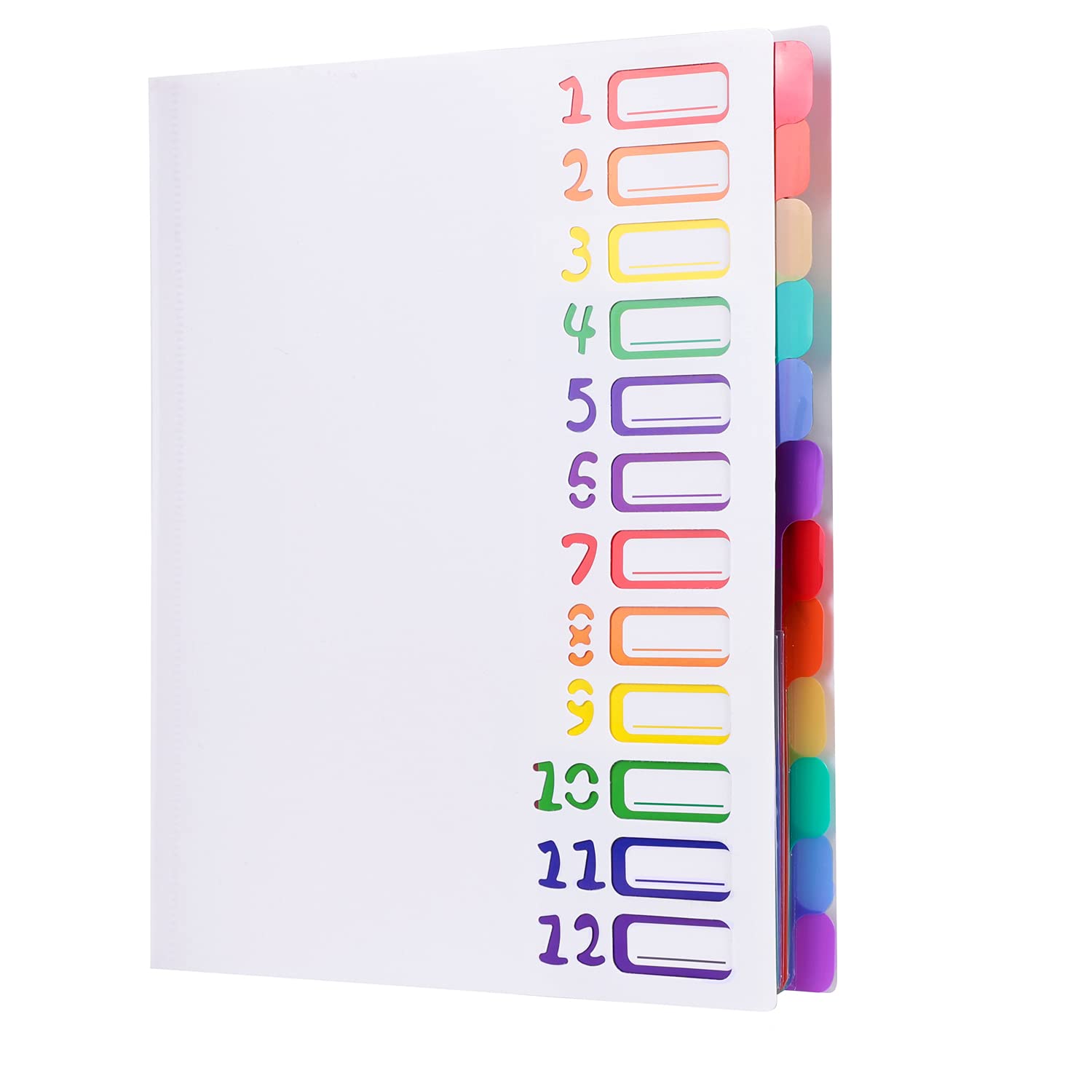 A4 Expanding Project Sorter 12 Pockets Accordion File Folder Heavy Duty Plastic Rainbow Expandable Folder Organizer A4 Letter Size Bills Document Wallet Paper Filing Folders for Office School Home