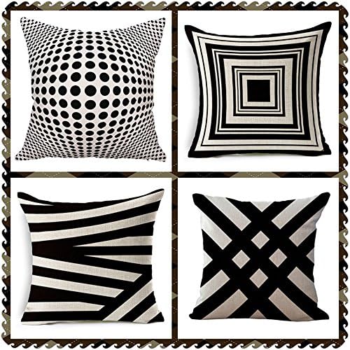 Geometric Cushion Abstract Plaid Lattice Pillow Linen Throw Pillow Case Cushion Office Thinking Decor 16 45x45cm