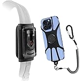 Backpack Strap Cellphone Holder,Use As Shoulder Strap Phones Holder or Hiking/Alpinism/Climbing/Traveling Tether,Cellphone Coiled Lanyard Ensures Your Phone is Safe and Protected Black