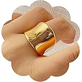 Snuhlzvm 5mm 14K Gold Plated Chunky Ring for Women, Fashion Statement Jewelry, Elegant Stackable Fashion Ring, Minimalist Wide Ring