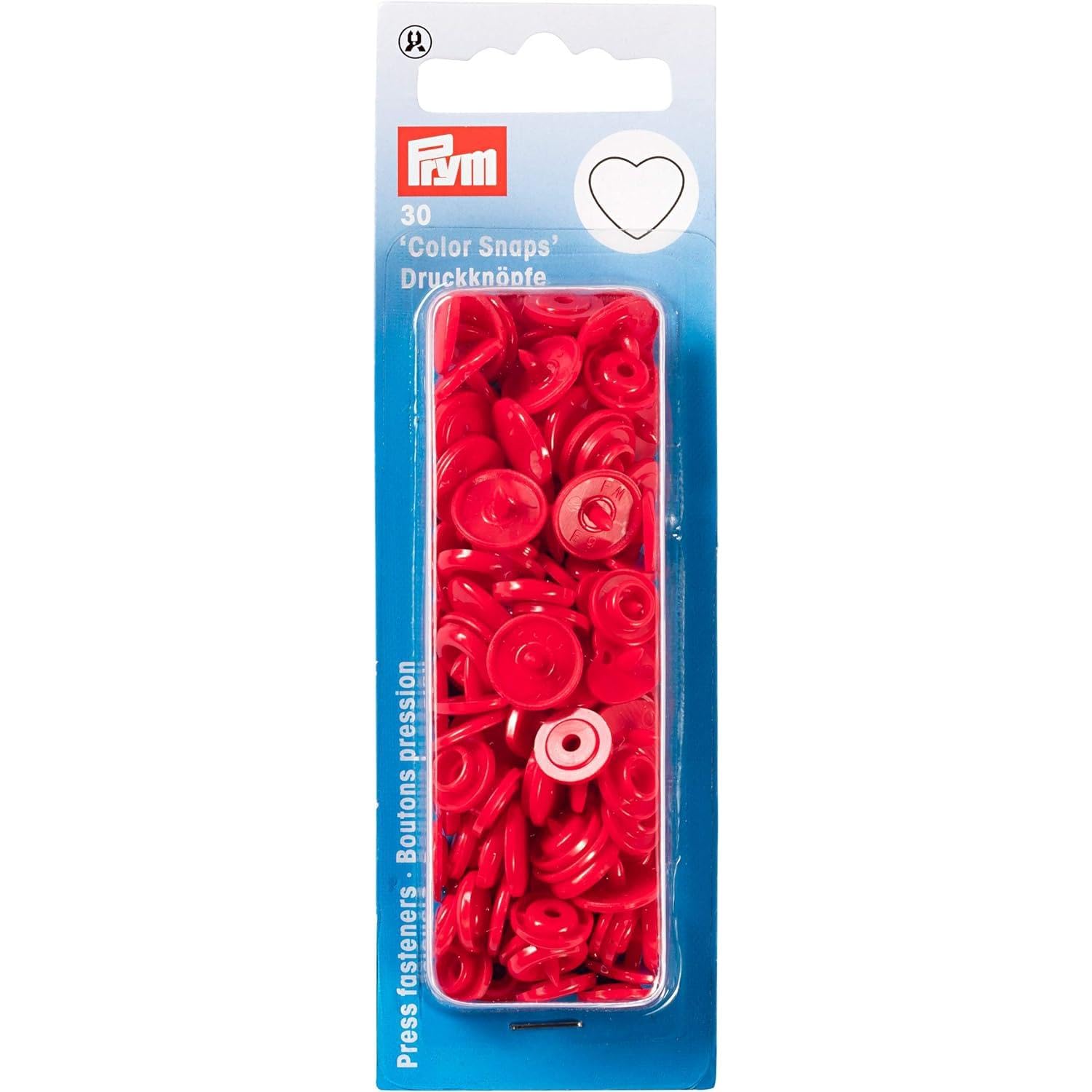 Prym 393338 Sewing Press Stud Colour Snaps Heart Red Plastic One Size