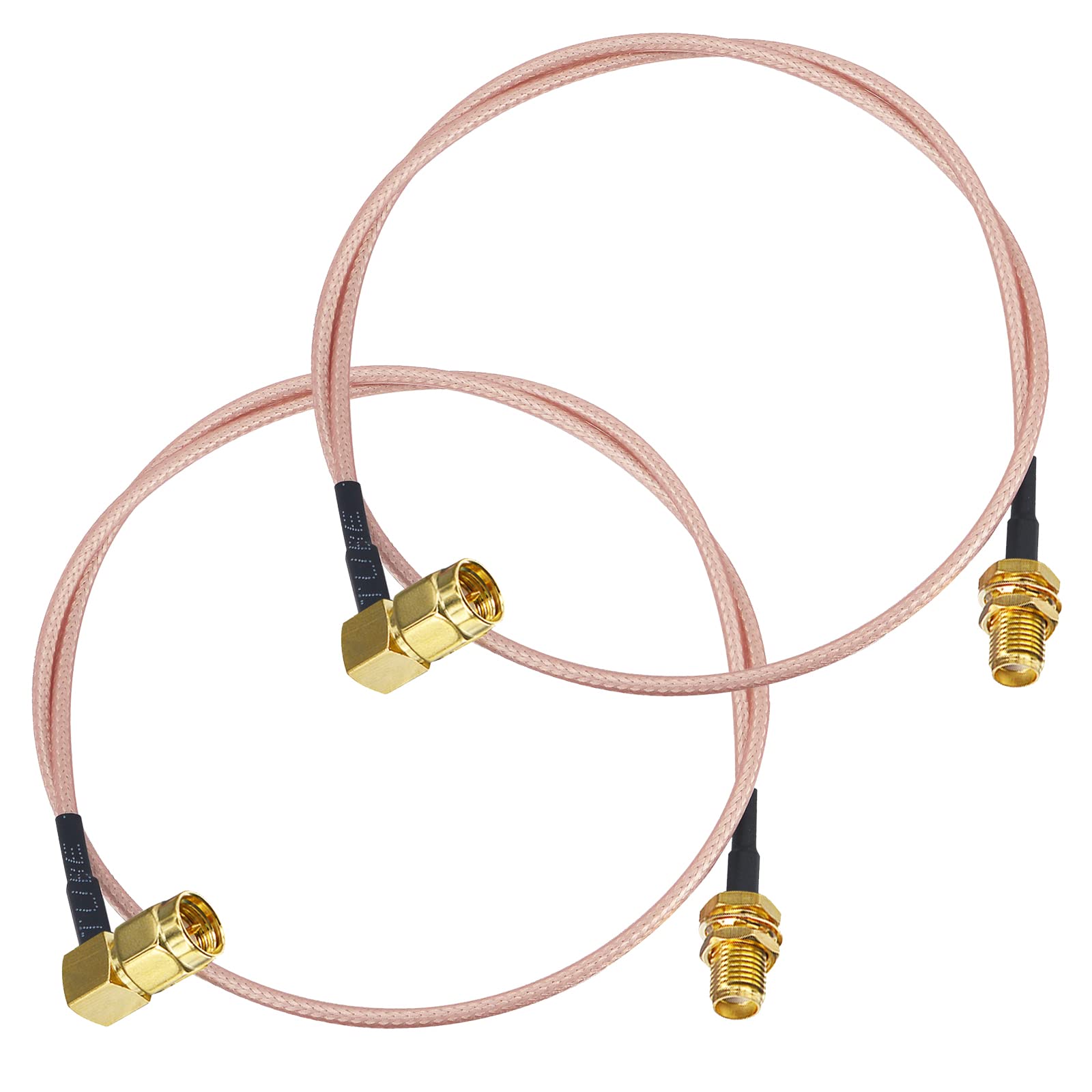 Boobrie SMA Male Right Angle to Female Cable 50CM RG316 Coax SMA WiFi Antenna Cable SMA Male 90 Degree Cable SMA Female Bulkhead Connector for Mobile Antennas/WiFi Antenna etc Pack of 2