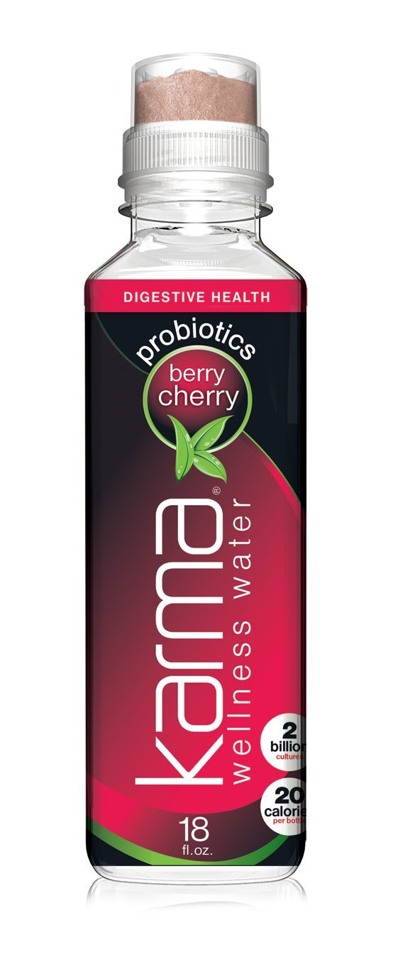 Karma Wellness Flavored Probiotic Water, Berry Cherry, 18 Fl Oz (Pack