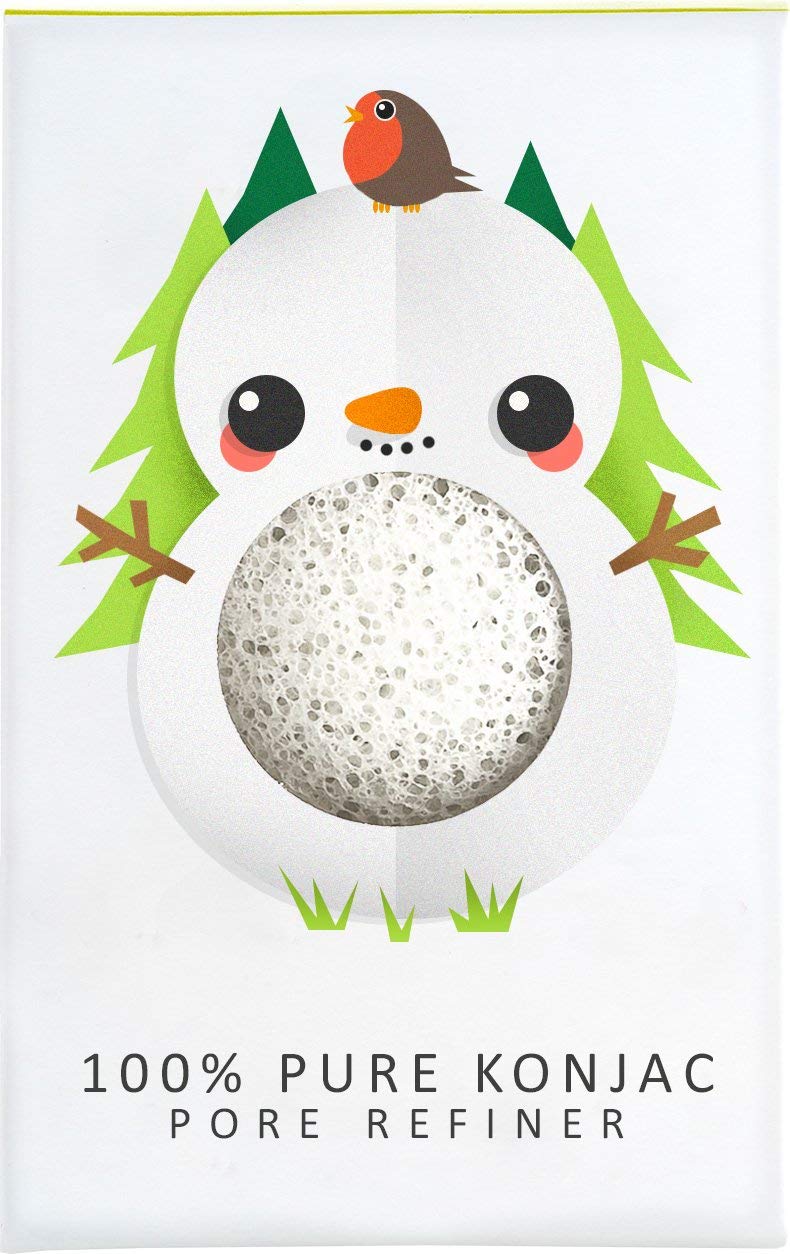The Konjac Sponge Co 100% Pure Mini Pore Refiner Snowman for All Skin Types, Cleanses and Exfoliates Skin