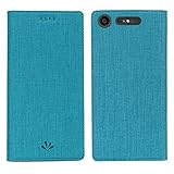 Feitenn Sony Xperia XZ1 Compact Premium Flip Leather PU Wallet Smart Case Stand Kickstand Card Holder Magnetic Closure Clear TPU Bumper Slim thin Cover Case for Sony Xperia XZ1 Compact(Blue)