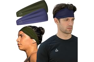 Headbands for Men and Women - Mens Sweatband & Sports Headband Moisture Wicking Workout Sweatbands for Running, Cross Trainin
