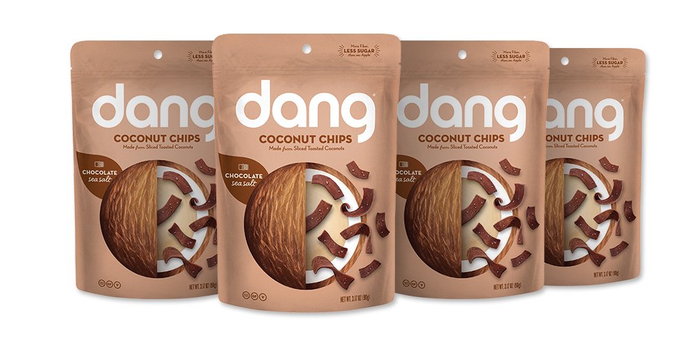 Dang Gluten Free Toasted Coconut Chips, Chocolate Sea Salt, 2.82oz Bags, 2.82 Ounce (4 Count)