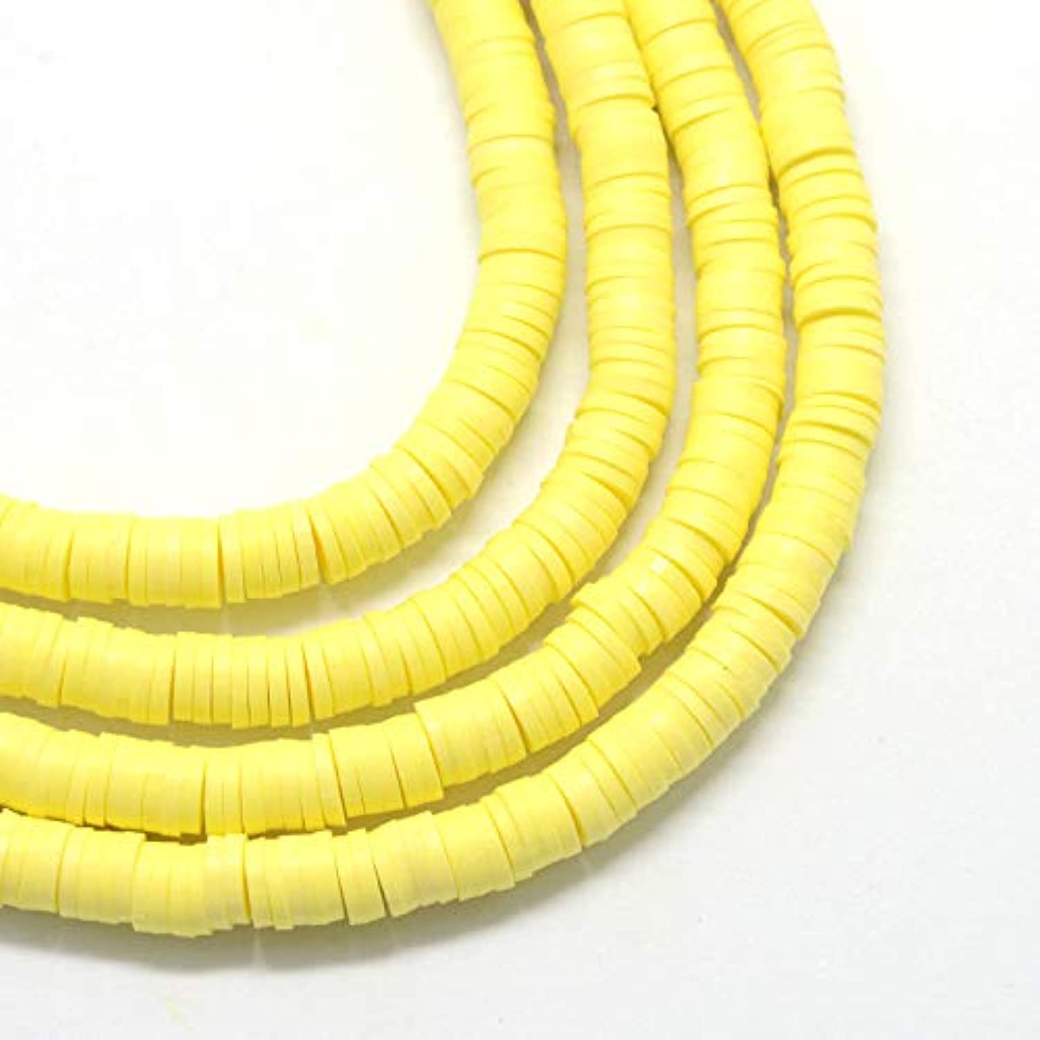 Beadthoven 380pcs 8mm Flat Round Polymer Clay Spacer Heishi Beads Disc Ghana African Slice Loose Beads for Summer Boho Surfer Bracelet Beading Jewelry Making, 17.7''