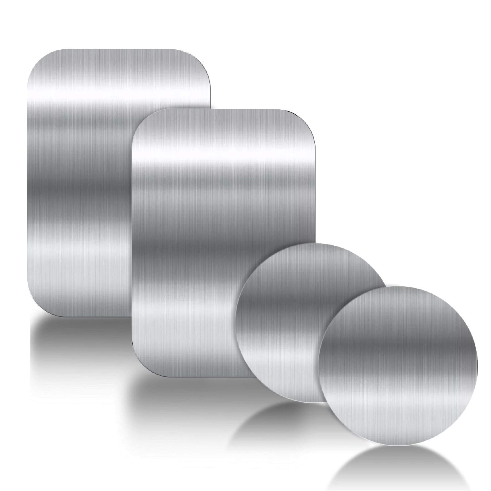 YGKJ 3M Adhesive Metal Plate, 4 Packs Universal Thin Metal Plates Replacement Accessory Kits for Magnetic Car Phone Holder (2 Round and 2 Rectangle) (Silver)
