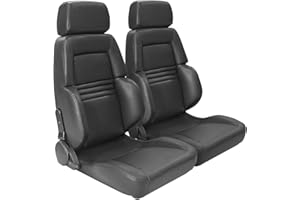 WTRAVEL Universal Racing Seats Bucket Seats Adjustable Car Seats Reclinable Sport Seats PU Leather with Sliders 2 pcs (Black, 33.2"x19.5"x21.9")