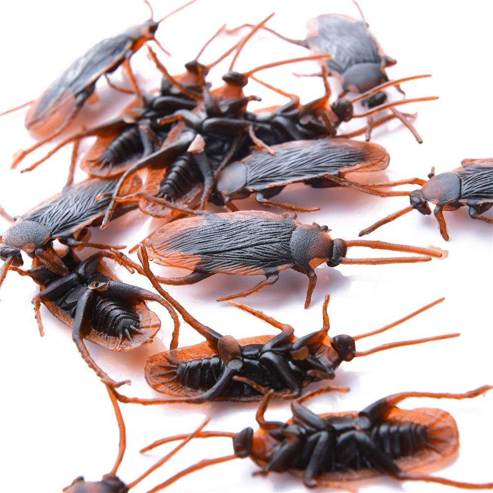 FeiWen Plastic Cockroach Simulation, 100pcs Prank Toy Figure for Halloween Decorations or Pranks