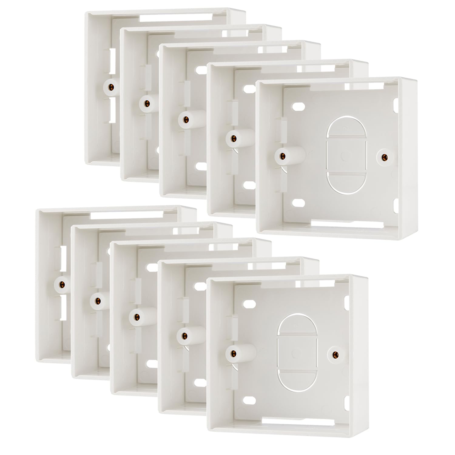 rhinocables 32mm Surface Ethernet Box – Single Gang Pattress for CAT5e / CAT6 Wall Plates | Quick-Fit Wired Network Solution for Smart TVs, Gaming Setups, Routers & Office Desks (10 Pack)