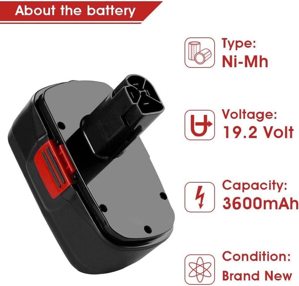 Upgraded 3.6Ah C3 Replacement for Craftsman 19.2 Volt Battery Diehard Ni-Mh, Compatible with Craftsman 19.2V 315.115410 315.11485 130279005 1323903 120235021 11375 11376 Cordless Power Tools 2 Pack - - 