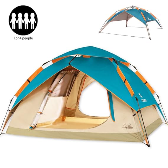 ZOMAKE Wasserdichtes automatisches Campingzelt 2 3 4 Personen - 4 Jahreszeiten Backpacking Zelt Portable Dome Quick Up Zelt