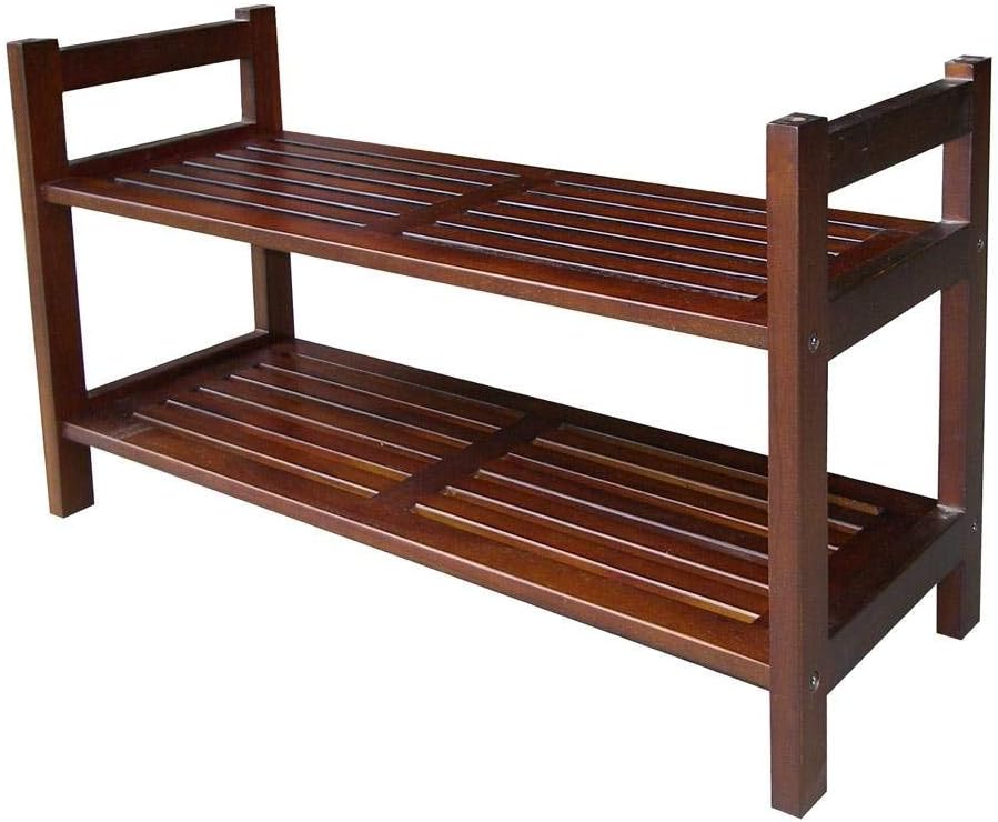 ORE Furniture DSR001 International 2-Tier Stackable Shoe Rack, Mahogany