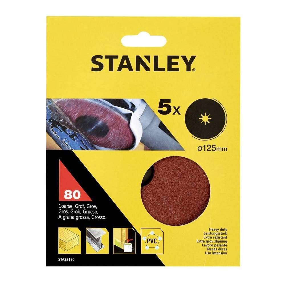 5 Discos de lija Base fibra ø 125x22 mm. Grano 80
