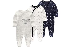 Unisex Baby 3-Pack Organic Cotton Snap Footed Sleep and Play Pajamas Long Sleeve Bodysuit