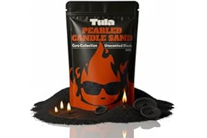 ZALATTA Tula Pearled Candle – 18 oz Pearled Candles Sand and 20 Wicks Kit – Plant-Based Pearled Wax – No Paraffin and Pet-Friendly – Unscented Refillable Candle Pearls – Long-Lasting Black Sand Refill